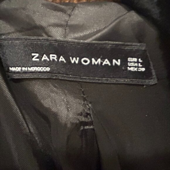 ZARA WOMAN long brown double-breasted corduroy coat (L) - Picture 5 of 9